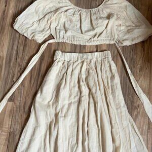 Free People Women's Cream Two-Piece Matching Set Size Medium